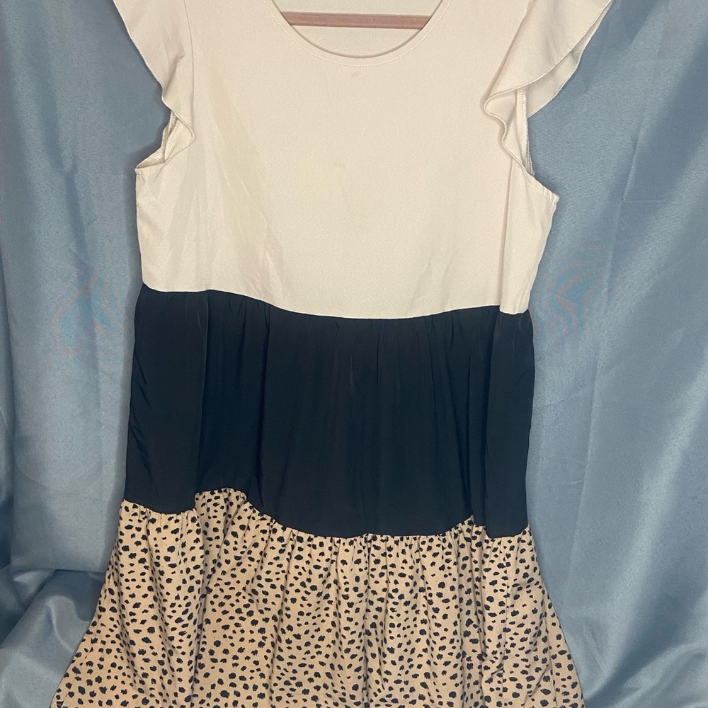 SHEIN Black and Cream Casual Dress
